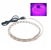 Светодиодная LED лента 1м, с питанием от повербанка или USB, розовая