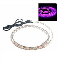 Светодиодная LED лента 2м, с питанием от повербанка или USB, фиолетовая