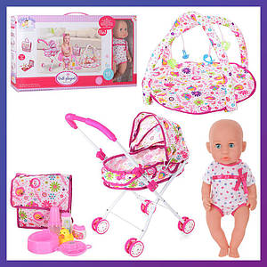 Іграшкова лялька-пупс із манежиком і коляскою 86926 Набір з пупсом і аксесуарами