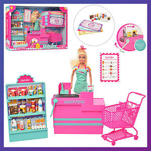 Іграшкова лялька Defa 8430-BF Набір лялька з прилавком магазину