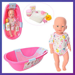 Іграшковий пупс із ванночкою й аксесуарами Defa 5083 пляшечка соска підгузок
