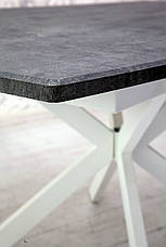 Стіл обідній розкладний на металевій ніжці Річард 140 Мікс меблі, колір білий + стільниця сіра, фото 3