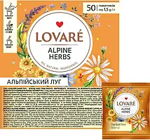 Суміш чаю трав'яного, квіткового, ягідного та зеленого Lovare Alpine Herbs (Альпійський луг) 50 пак х 1.5 гр