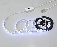 Светодиодная LED лента 3м с сенсорной кнопкой, питанием от повербанка или USB (холодный белый , 6000к)