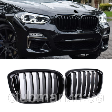 Решітка ноздрі радіатора BMW (БМВ) X3 X4 series G01 G08 G02 (2018-2023) - Чорний глянець (DA-21162), фото 1