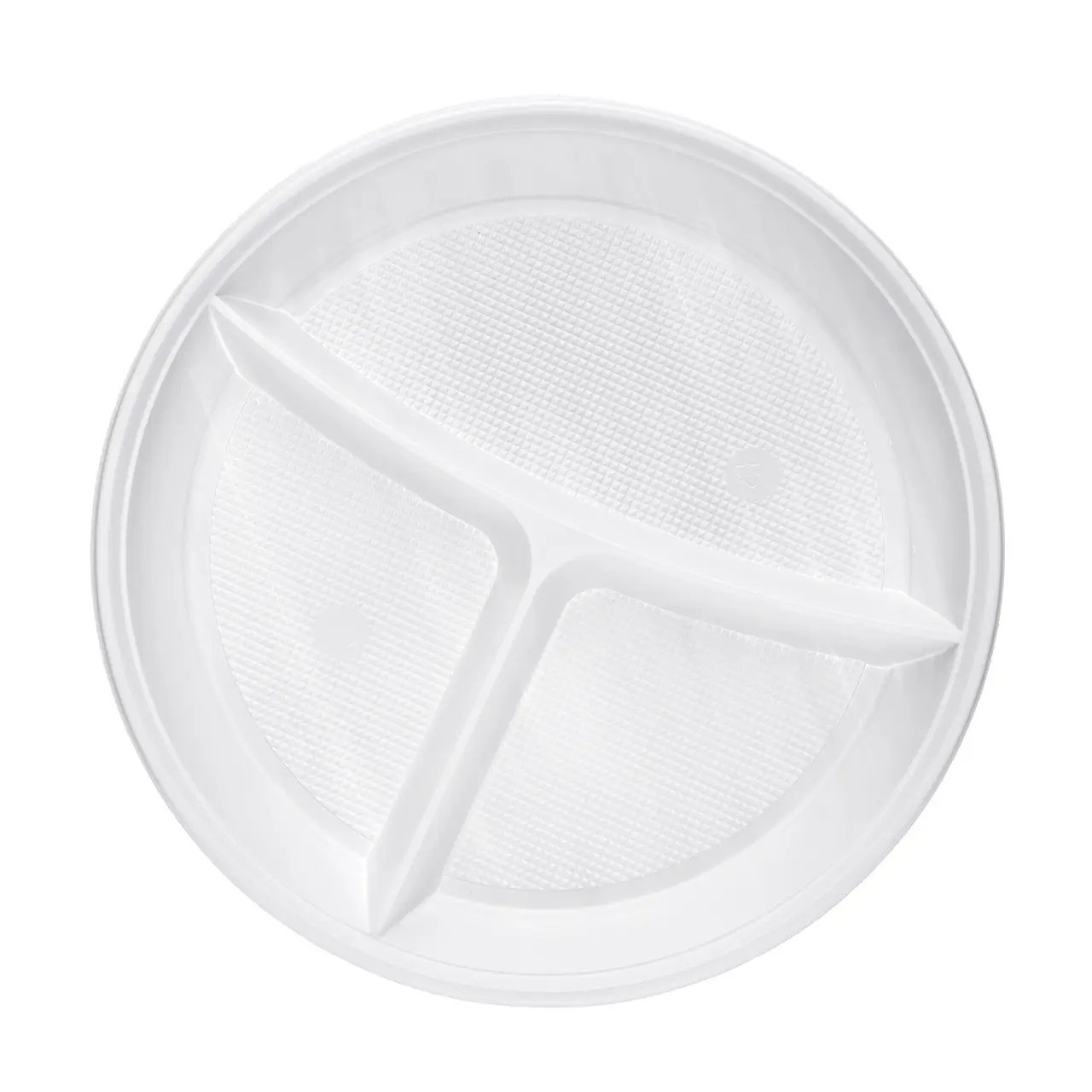 Тарілка одноразова пластикова Ø205 мм 3х-секційна 100шт/уп