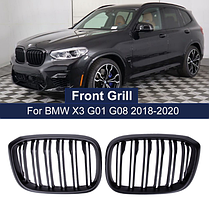 Решітка ноздрі радіатора BMW (БМВ) X3 X4 series G01 G08 G02 (2018-2023) - Мат 2 ребра (DA-21162), фото 3