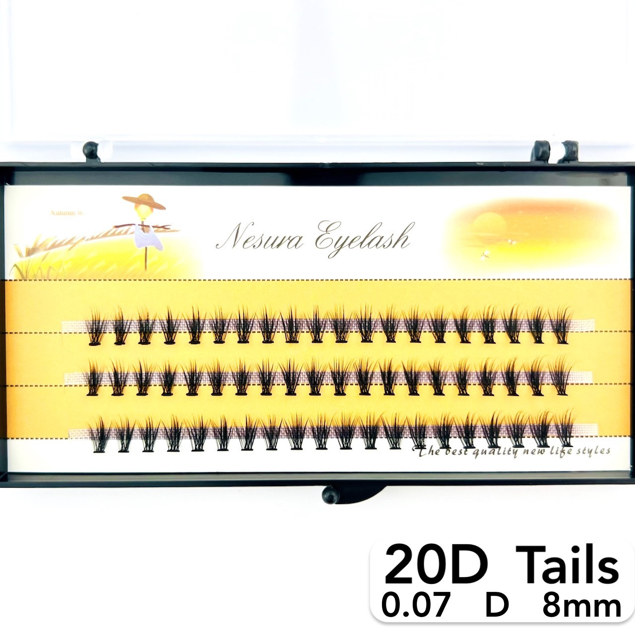 Накладні пучкові вії Nesura Eyelash Tails 20D, 0,07, D, 8 мм, 60 пучків Несура