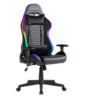 Ігрове крісло зі світлодіодним підсвічуванням Darkside RGB (HTC-918) Black для підлітків геймерів Hator