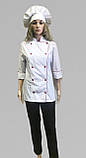 Кітель кухаря жіночий білого кольору з червоним кантом, фото 5