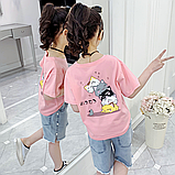 Бавовняна рожева футболка для дівчинки 110-116 см зріст (5-6 років), фото 2