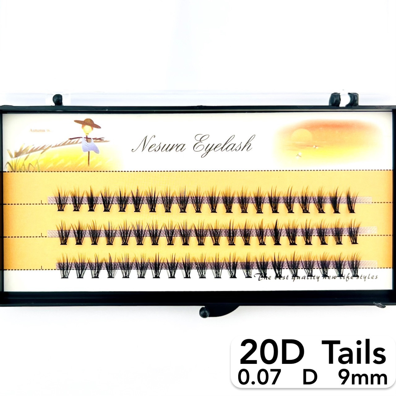 Накладні пучкові вії Nesura Eyelash Tails 20D, 0,07, D, 9 мм, 60 пучків Несура