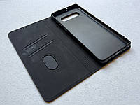 Samsung Galaxy S10 Plus чехол-книжка черный, из матовой искусственной кожи со слотами для карт