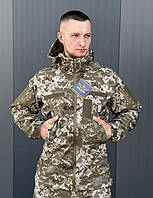 Осенняя военная куртка soft shell пиксель, Тактическая камуфляж демисизона, куртка армейская влагостойкая