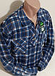 Чоловіча сорочка фланель з начосом Hetai vd-0109 класична синя, тепла картата чоловіча сорочка, фото 8