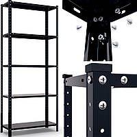 Стелаж металевий чорний 170х75х30 на 5 полиць РЕК 4 додому в офіс БУ для квітів речей зберігання