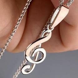 Срібний підвіс з золотими накладками в формі ноти без каменів РН-132