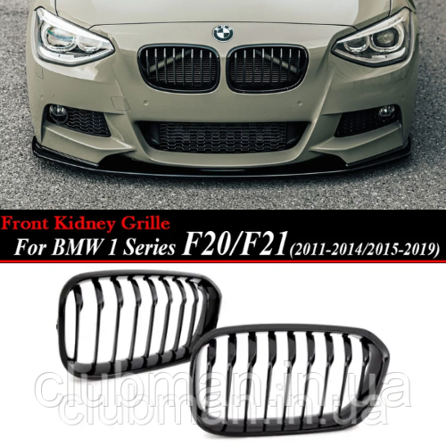 Решітка ноздрі радіатора BMW (БМВ) 1 Series F20 F21 (2011-2019) Чорний Глянець