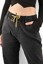 Джинси МОМ на гумці Єврозима Жіночі стильні джинси у великих розмірах від 31 до 38 Чорний, фото 2
