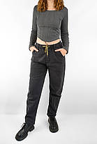Джинси МОМ на гумці Єврозима Жіночі стильні джинси у великих розмірах від 31 до 38 Чорний, фото 3