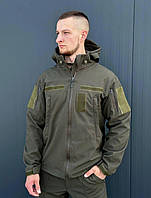 Тактическая куртка олива осенняя soft shell, Военная демисезонная куртка водоотталкивающая мужская