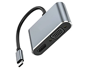 Перехідник штекер USB Type-C- (гн.VGA +гн.HDMI +гн.USB 3.0) з кабелем