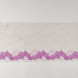 Стрейчеве (еластичне) мереживо бежевого з рожевим кольорів, ширина 22,5 см., фото 6