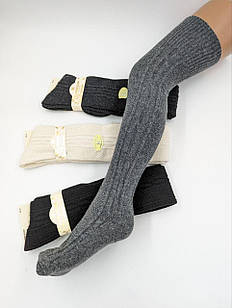 Гольфи жіночі Kardesler вище коліна, теплі зимові з вовни лами, однотонні в'язані. Розмір 36-40, 4 пар/уп. мікс кольорів