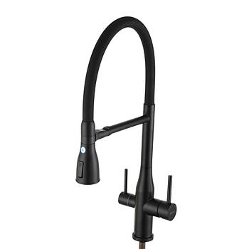 Змішувач для кухні під фільтр Gappo з неіржавкої сталі чорний матовий G4399-76