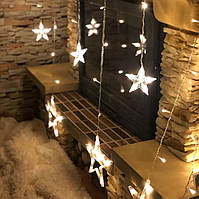 Новогодняя гирлянда звезды, Гирлянда светодиодная, 12 шт, 2.5м*1м, Новогодние гирлянды для украшения дома