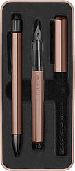 Набір ручок Faber-Castell HEXO bronze, корпус бронзовий алюміній, перова та кулькова ручки, 140589