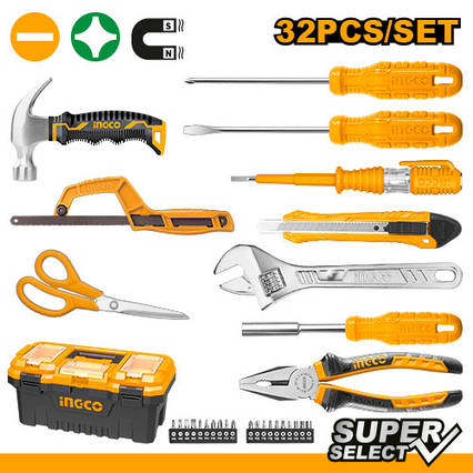 Набір ручного інструменту, 32 предмети INGCO Super Select, фото 1