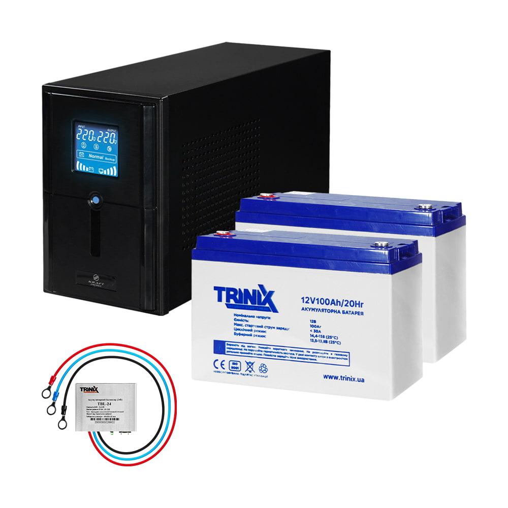 Комплект резервного живлення Kraft PSW1000VA/800W(LCD)24V UPS + батарея 2540 Вт*г
