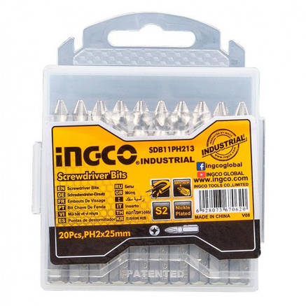 Біти S2 PH2x25 мм, 20 шт INGCO, фото 1