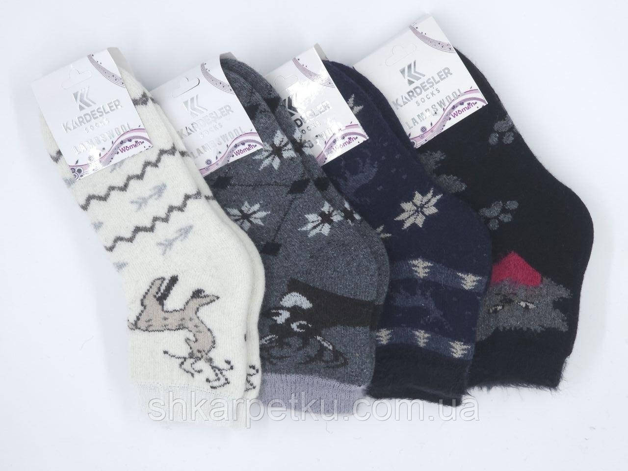 Жіночі шкарпетки теплі Kardesle середні з вовни та махрою котик 36-40 мікс 6 пари/уп