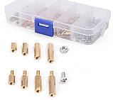 Стійка монтажна латунна М3 120 шт., міжплатна 6-гранна, набір із гвинтами, фото 2