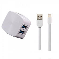 СЗУ Remax RP-U215i 2.4A 2USB + кабель Lightning white