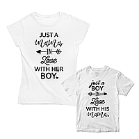Парні футболки для мами та сина з принтом "Just a Mama love with her boy. Boy love with his mama" Push IT