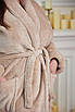 Теплий Довгий Жіночий Махровий Халат Батал - Капучіно 1022 (2XL - 5XL), фото 4
