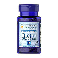 Биотин, натуральная пищевая добавка Biotin 10,000 mcg (100 softgels), Puritan's Pride Bomba