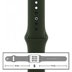 Ремінець силіконовий для Apple Watch 42/44/45 mm розмір S (54) Forest Green