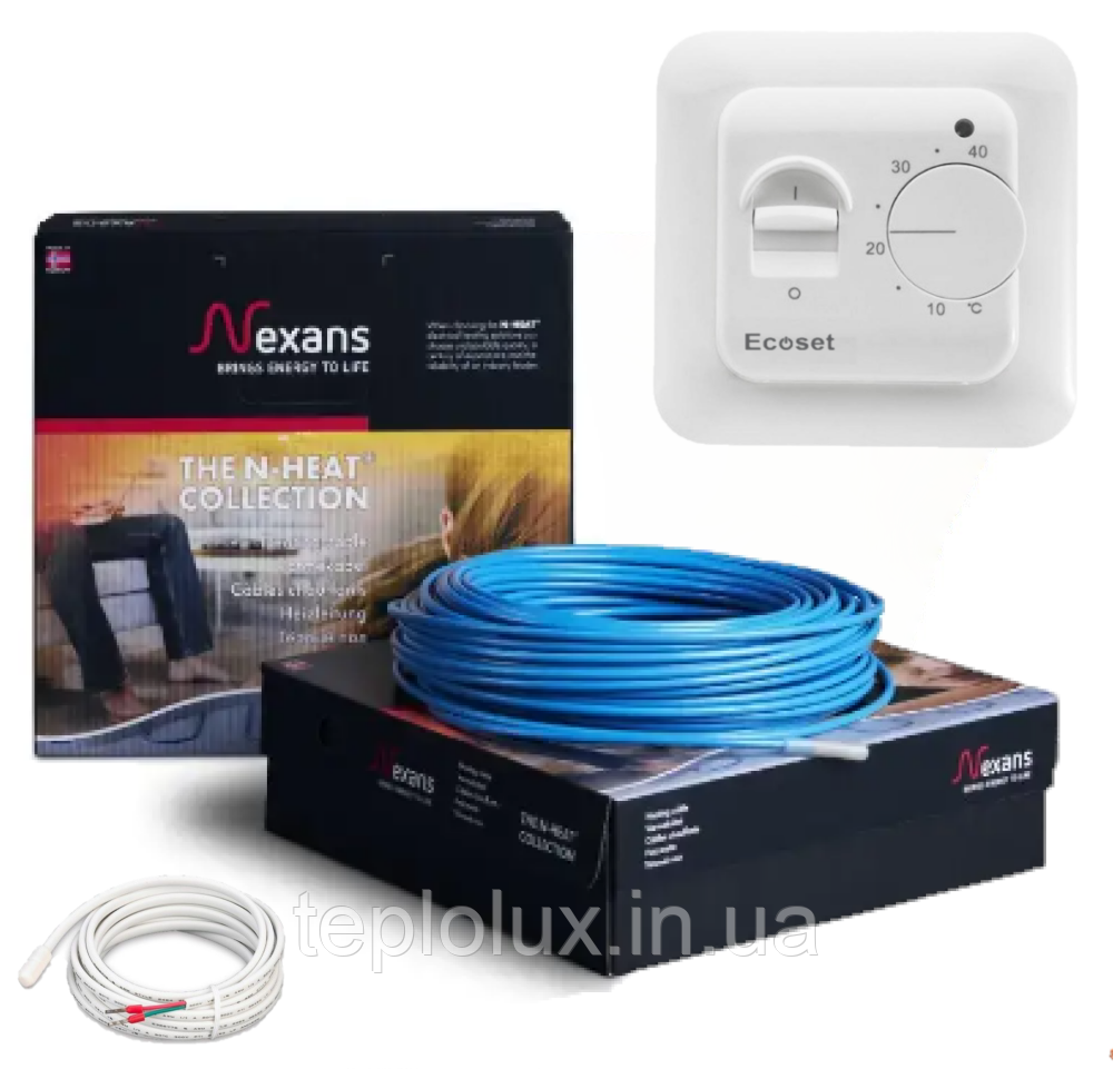 Двожильний нагрівальний кабель Nexans TXLP/2R 840/17 (5,0-6,2) з терморегулятором RTC 70.26, фото 1