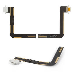 Шлейф iPad Air (iPad 5)/iPad 9.7 2017/iPad 9.7 2018 конектора заряджання, з компонентами, white (оригінал)