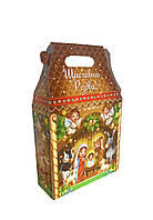 Новорічна коробка для цукерок до 700 г Вертеп будиночок