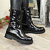 Черевики жіночі лакові на товстій підошві, фото 3