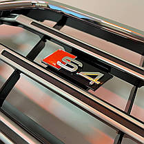 Решітка радіатора AUDI (Ауді) A4 B8.5 Рестайл (2011-2015) Хром рамка, чорна сітка, сріблясті ребра, стиль S4, фото 4