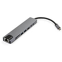 Концентратор AS-IT Type-C to 4K HDMI+2*USB3.0+GigabitLAN+SD+PD+USB-C SS aluminium