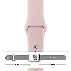 Ремінець силіконовий для Apple Watch 42/44/45 mm розмір L (65) Pink Sand