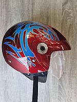 Шлем мотоциклетный красно-синий без бороды/ без нижней челюсти. Размер S/ 55-56