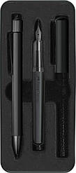 Набір ручок Faber-Castell HEXO  Black matt, корпус чорний алюміній, перова та кулькова ручки, 140579